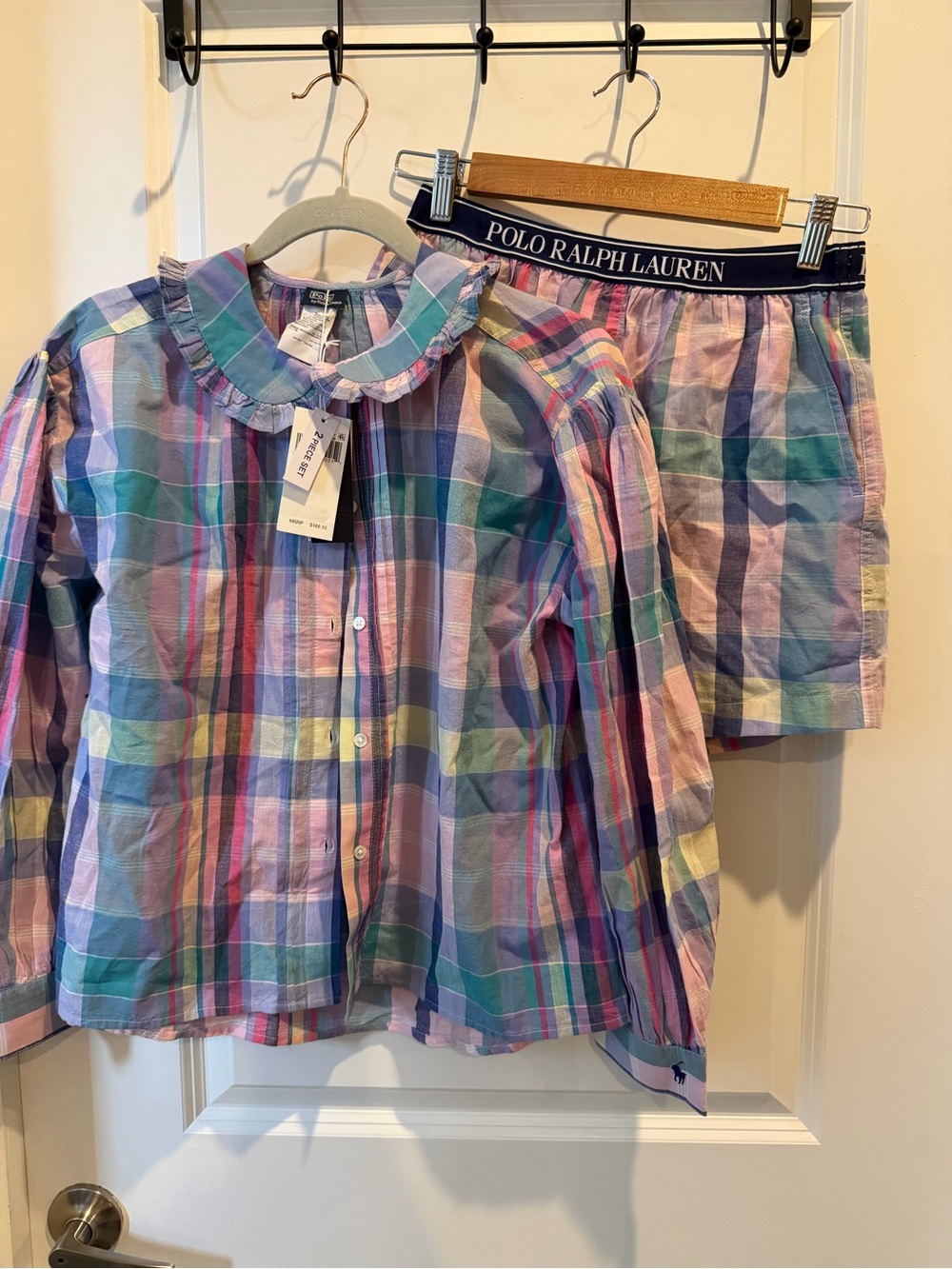 NWT Polo by Ralph Lauren Pastel Plaid Pajama Set - Blue, Pink, Green